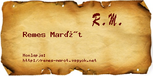 Remes Marót névjegykártya